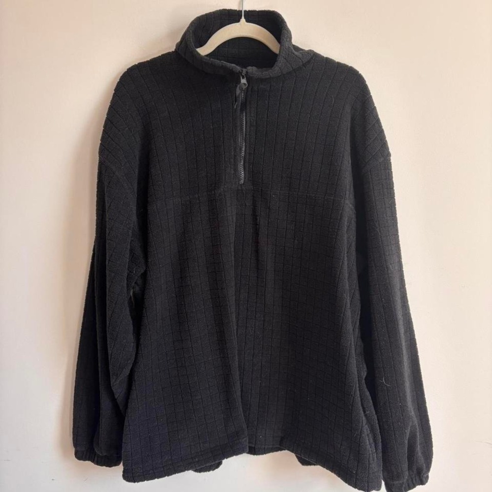 VTG black waffle quarter zip pullover